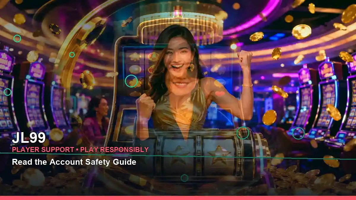 JL99 Lucky Spin guide with a close-up mobile phone showing casino game access for Philippine players